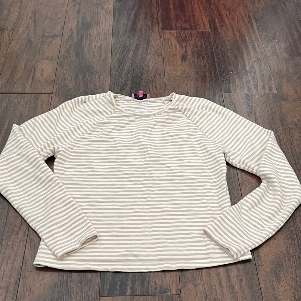 Edikted Cream and White Striped Long Sleeve Top